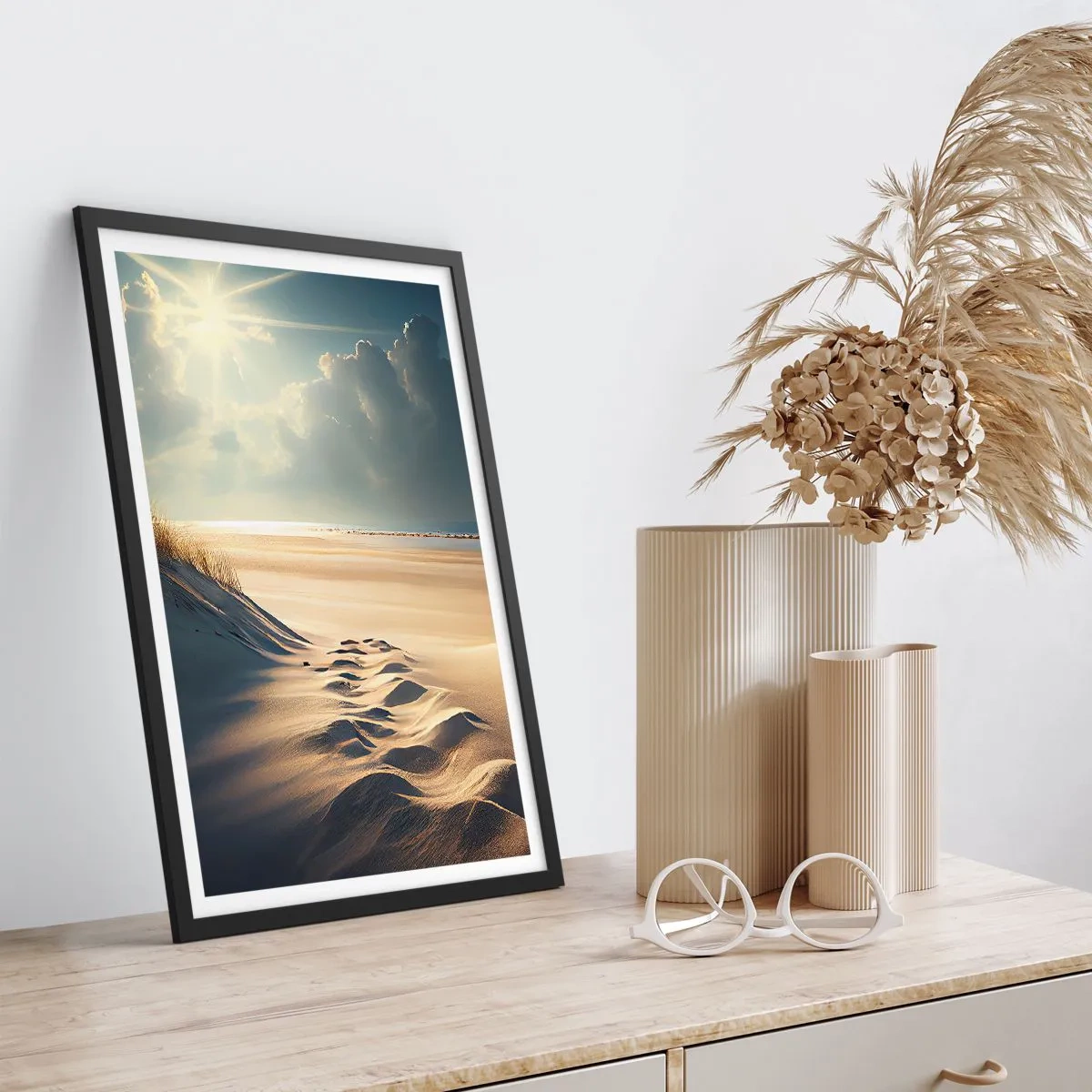 Poster in een zwarte lijst - Een rustgevend landschap - 61x91 cm