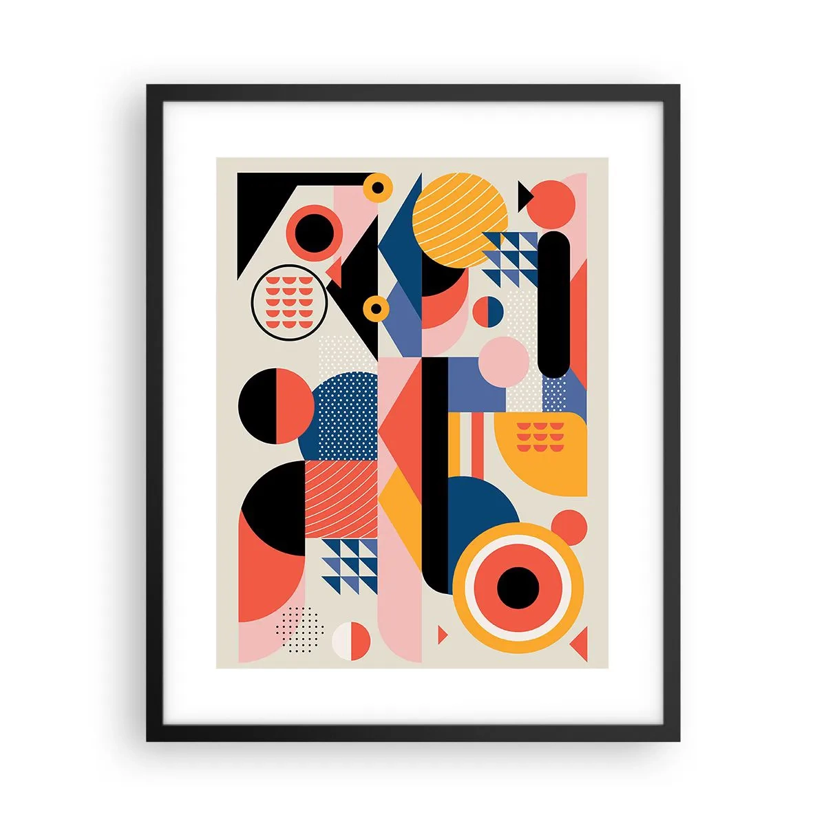 Poster in een zwarte lijst - Compositie: speel rond - 40x50 cm