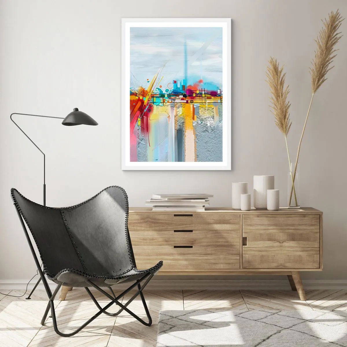 Poster in een witte lijst - Brug van vreugde bij de rivier van het leven - 70x100 cm