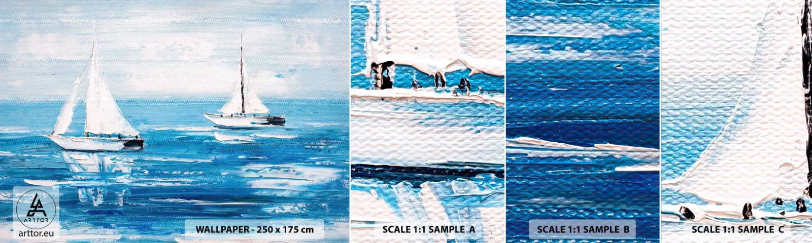 Fotobehang Staaltje Standard Eco - Met een vriend aan mijn zijde - Landschap, Zeilboten, Nautisch - 100x30 cm