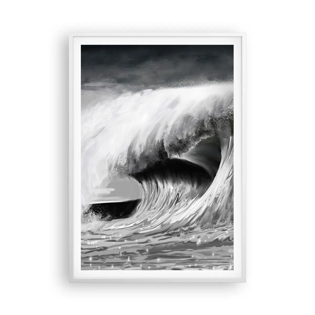 Poster in een witte lijst - De woede van de oceaan - 70x100 cm