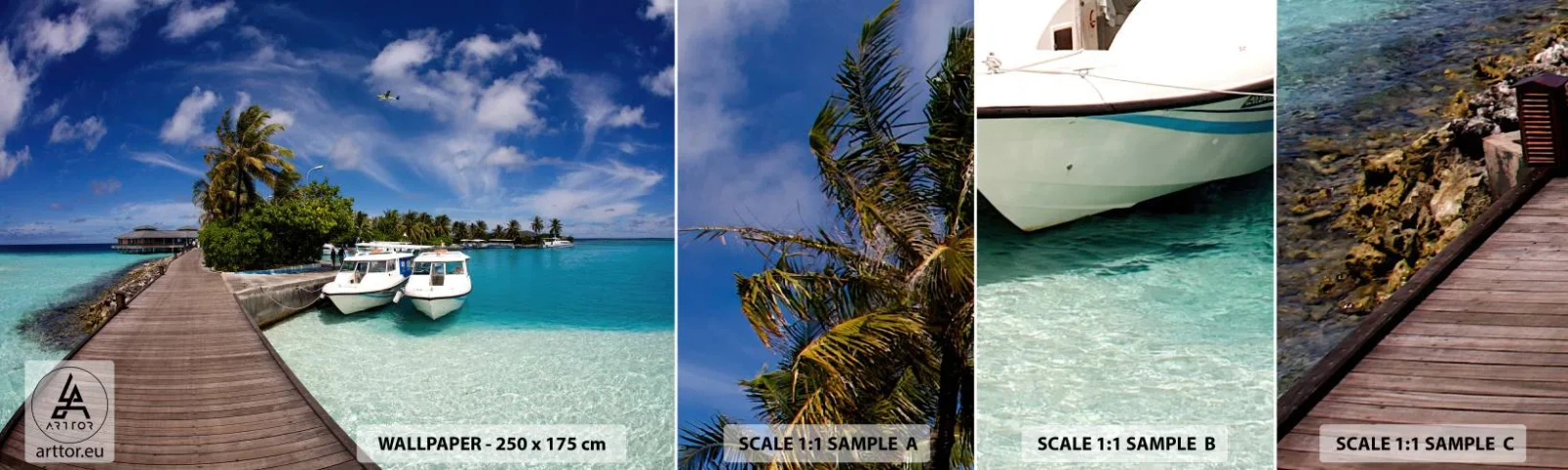 Fotobehang Staaltje Standard Eco - Toch bestaat het paradijs - Landschap, paradijs, Zee - 100x30 cm