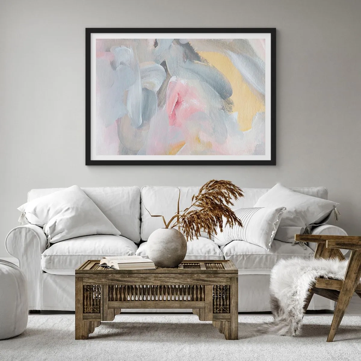 Poster in een zwarte lijst - In een pastelkleurige wereld - 70x50 cm