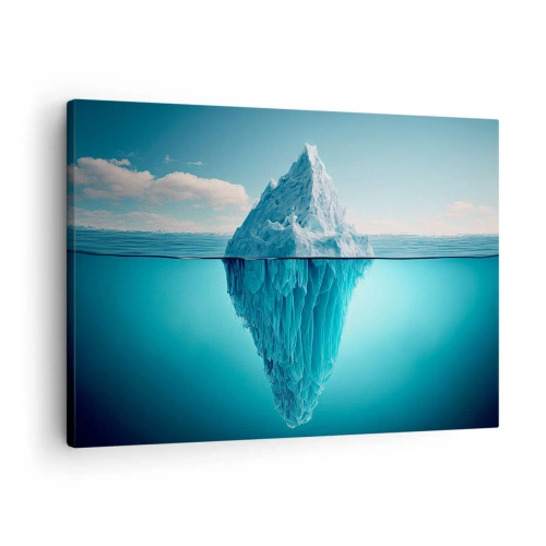 Schilderen op canvas - Een ijsberg zichtbaar boven en onder het wateroppervlak - 70x50cm - Koningin van het ijs - Moderne wanddecoratie voor woonkamer en slaapkamer ARTTOR