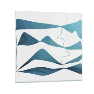 Schilderen op glas - Abstractie: turquoise verbinding - 60x60 cm