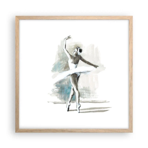 Een poster in een licht eiken lijst - Betoverd in een zwaan - 50x50 cm
