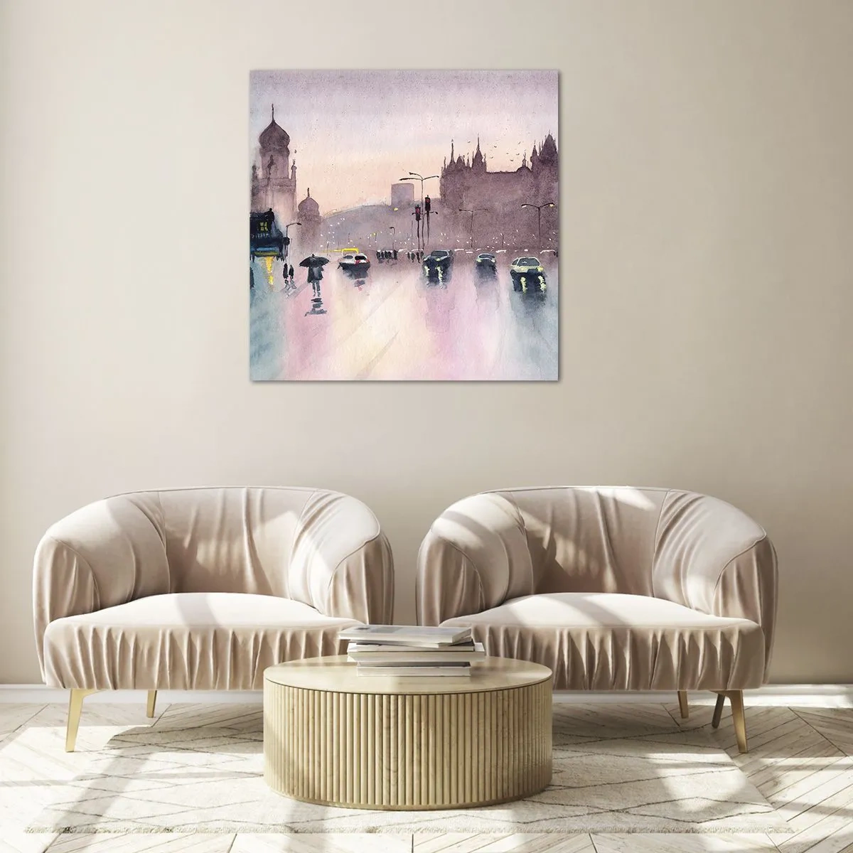 Schilderen op glas - In de regenachtige nevel - 30x30 cm