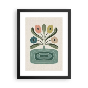 Poster in een zwarte lijst - Symmetrisch boeket - 30x40 cm