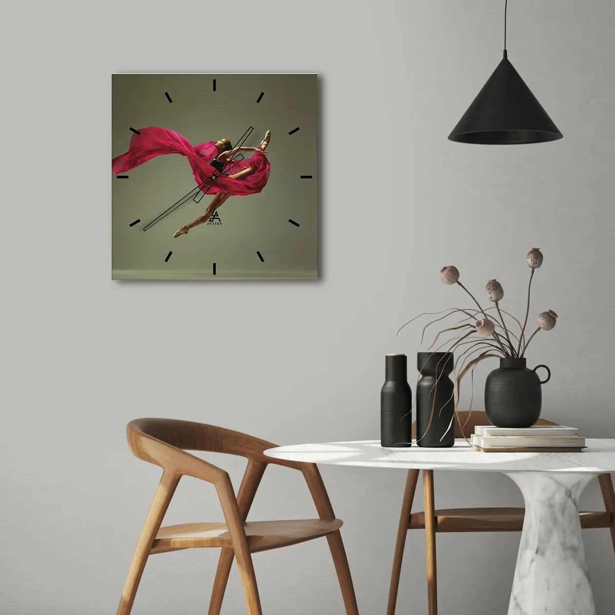 Wandklok - Klok - Dansende vlam - 30x30 cm