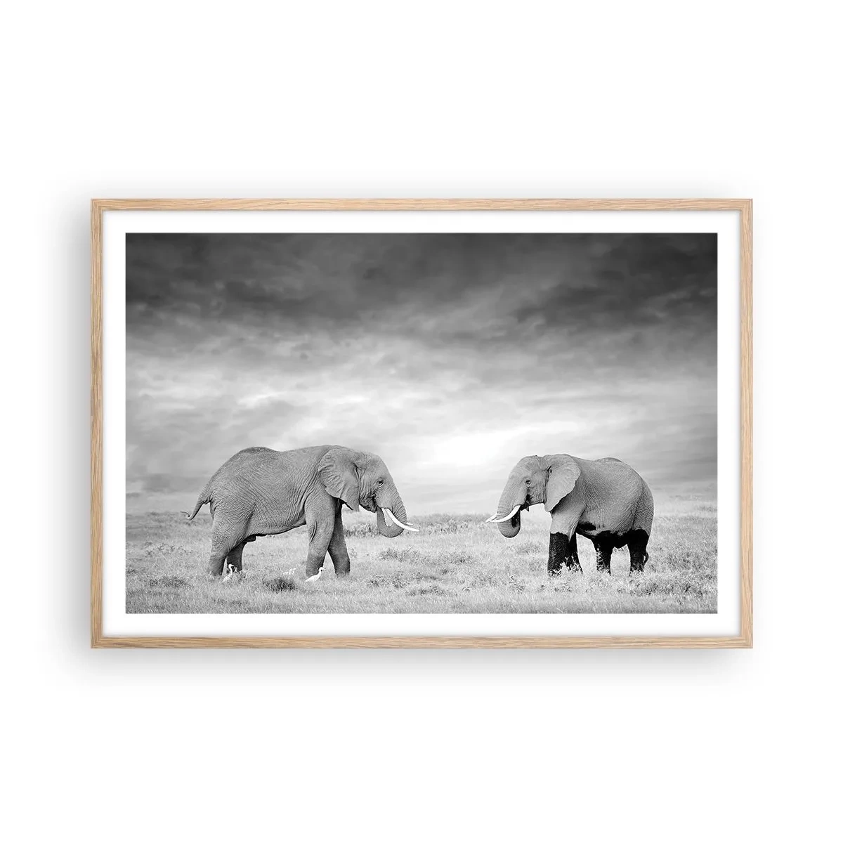 Een poster in een licht eiken lijst - Grijs is mooi - 91x61 cm