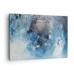 Schilderen op canvas - Abstracte penseelstreken in tinten blauw - 70x50cm - Rhapsody in Blauw - Moderne wanddecoratie voor woonkamer en slaapkamer ARTTOR