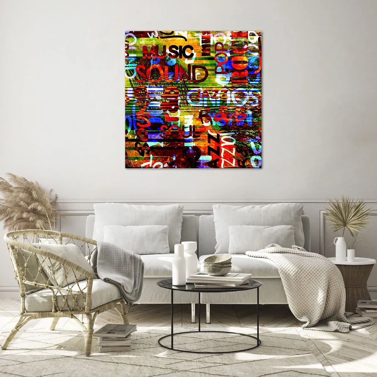 Schilderen op glas - Alle kleuren van het geluid - 70x70 cm