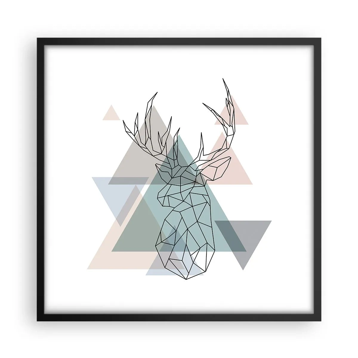 Poster in een zwarte lijst - In een geometrisch bos - 50x50 cm