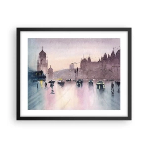 Poster in een zwarte lijst - In de regenachtige nevel - 50x40 cm