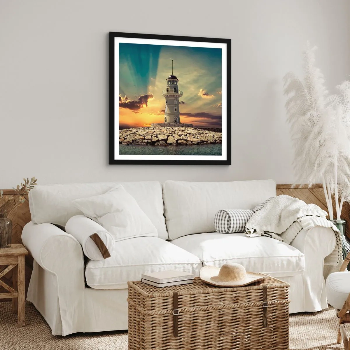 Poster in een zwarte lijst - Licht - Goed - Schoonheid - 50x50 cm