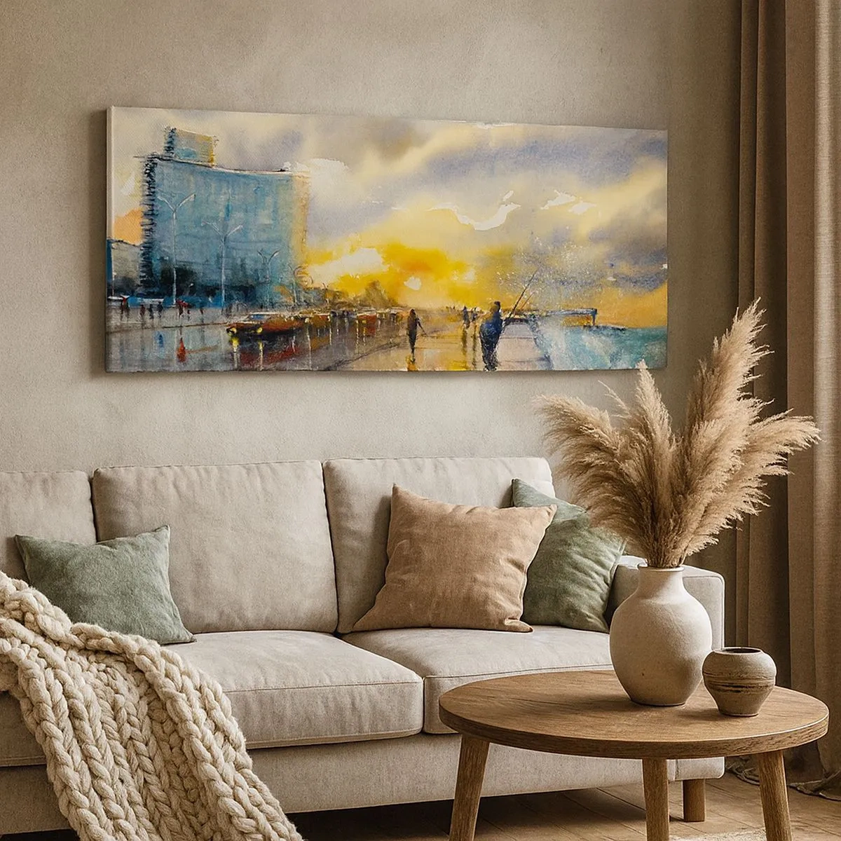Schilderen op canvas - Het leven aan de oever - 100x40 cm