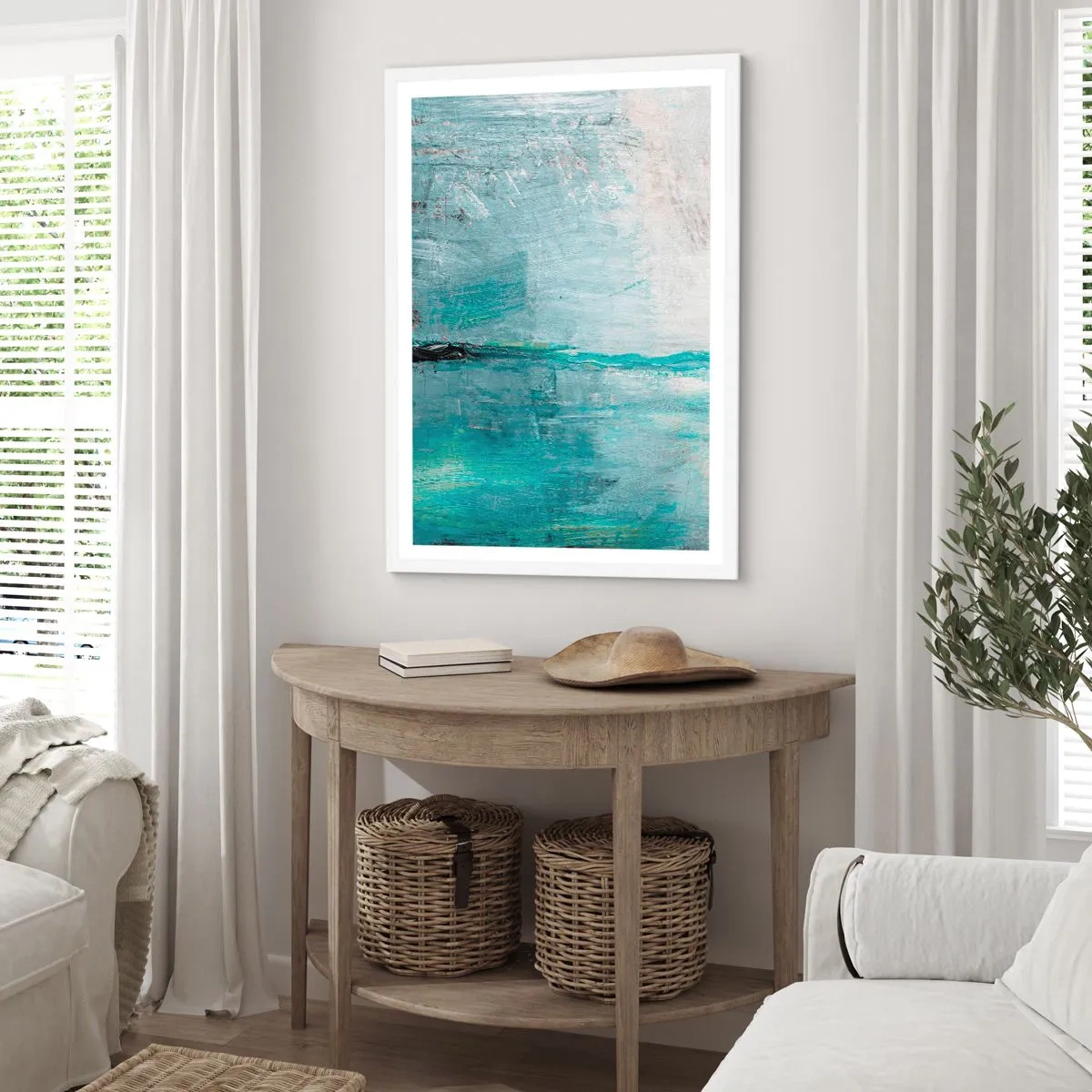 Poster in een witte lijst - Horizontaal in blauw - 40x50 cm