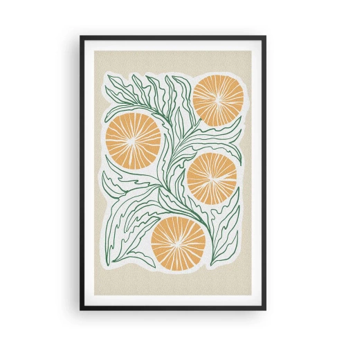 Poster in een zwarte lijst - Etnisch met een vleugje abstractie - 61x91 cm