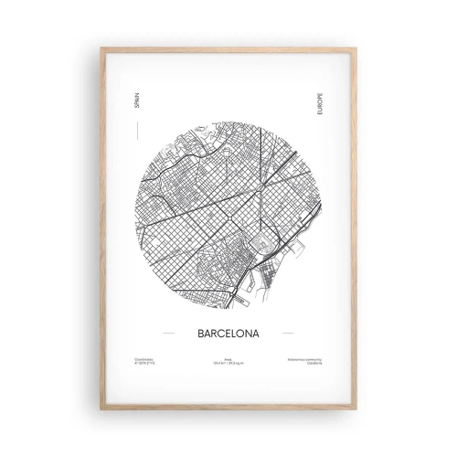 Een poster in een licht eiken lijst - Anatomie van Barcelona - 70x100 cm