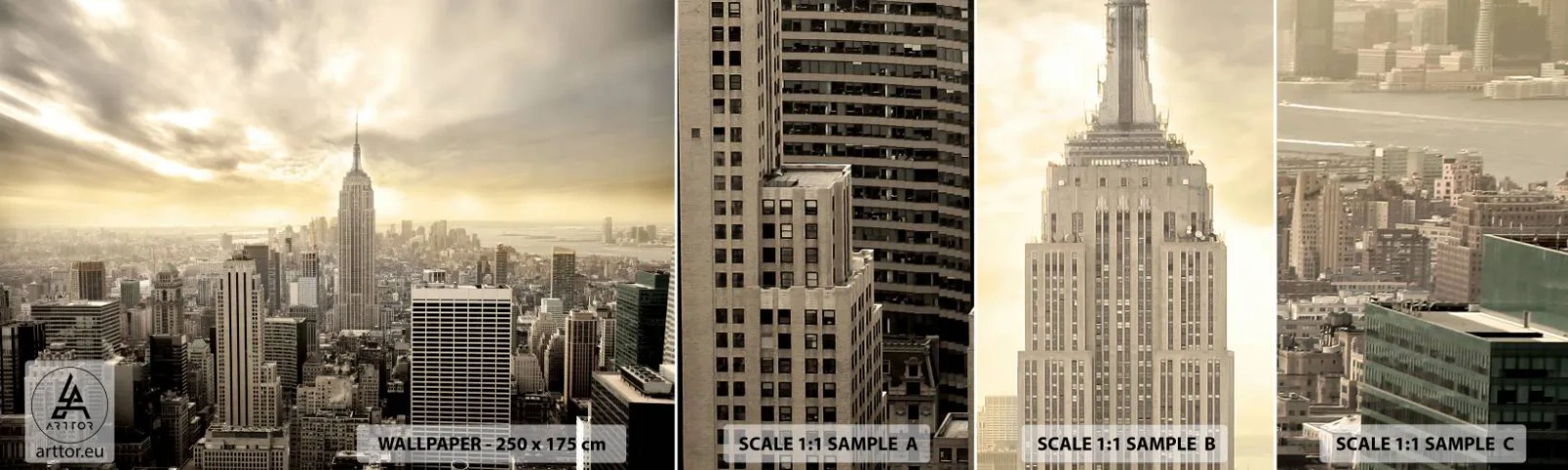 Fotobehang Monster Zelfklevend Deluxe Sticker - New York geweven van grijs - Stad, New York, Manhattan - 100x30 cm