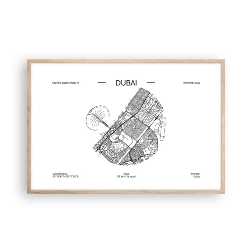 Een poster in een licht eiken lijst - Anatomie van Dubai - 91x61 cm
