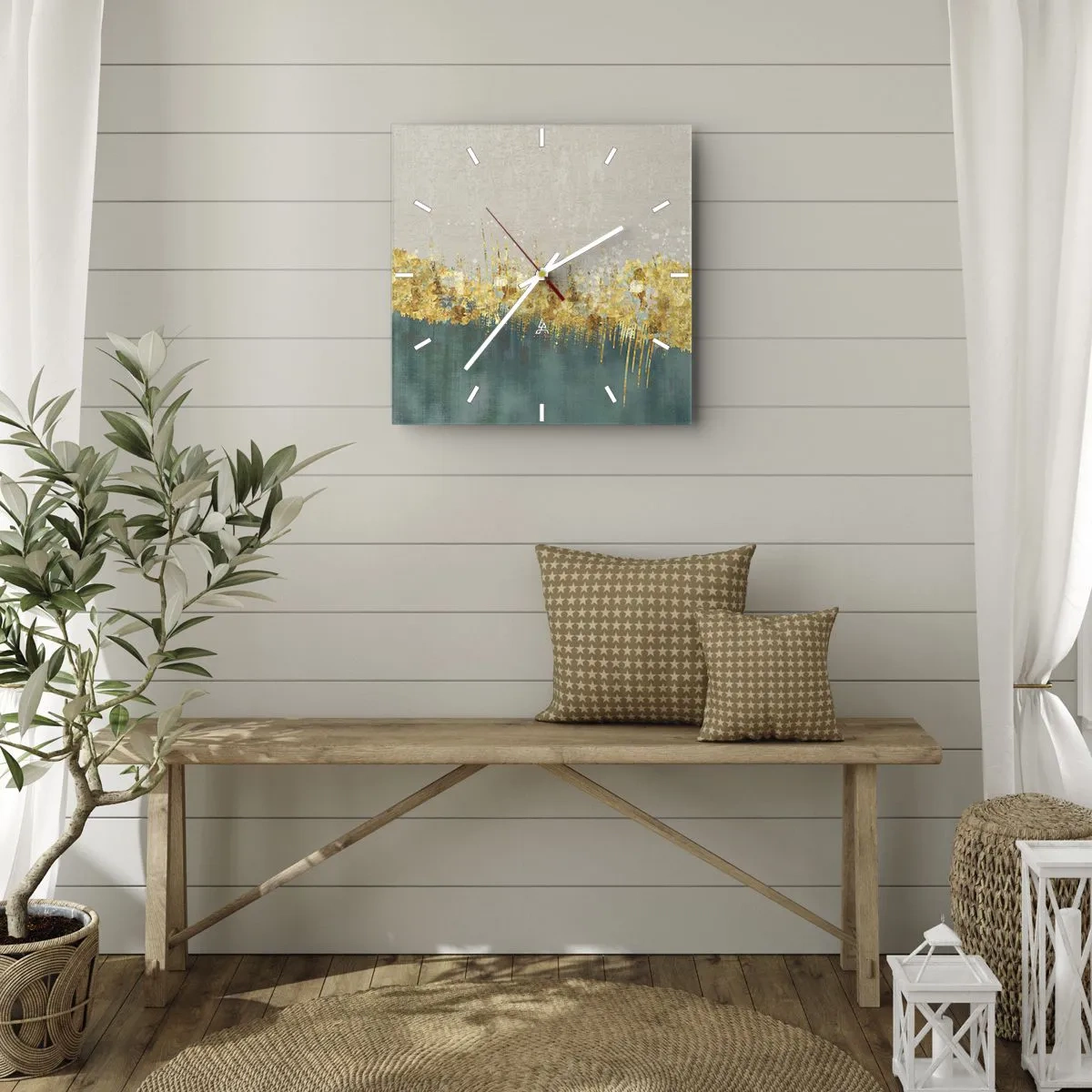 Wandklok - Klok - De gouden rand - 30x30 cm