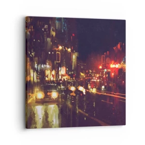 Schilderen op canvas - Ondergedompeld in de lichten van de nacht - 30x30 cm