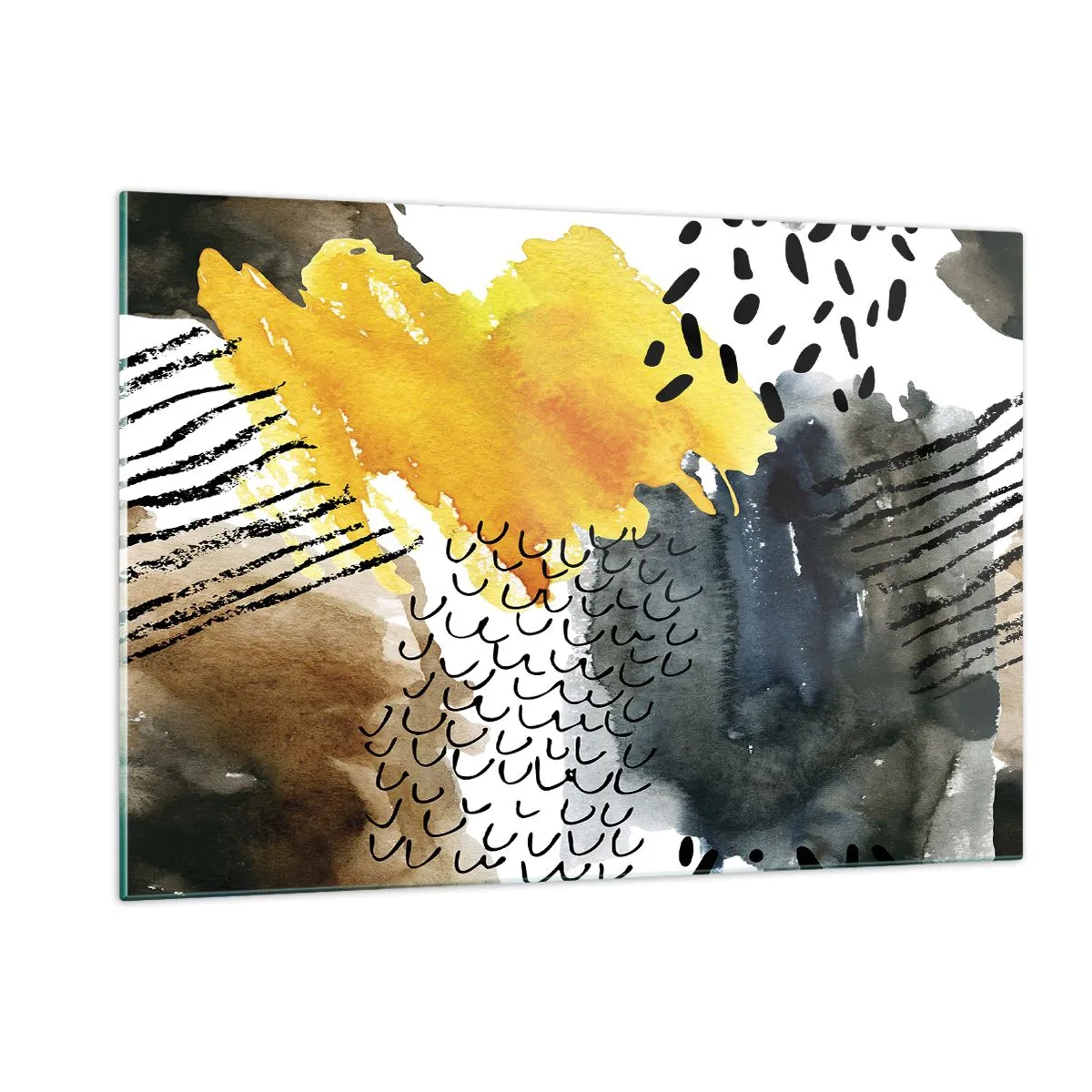 Schilderen op glas - Een ontmoeting van de elementen - 120x80 cm