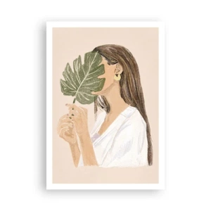 Poster - Mysterieus portret met een waaier - 70x100 cm