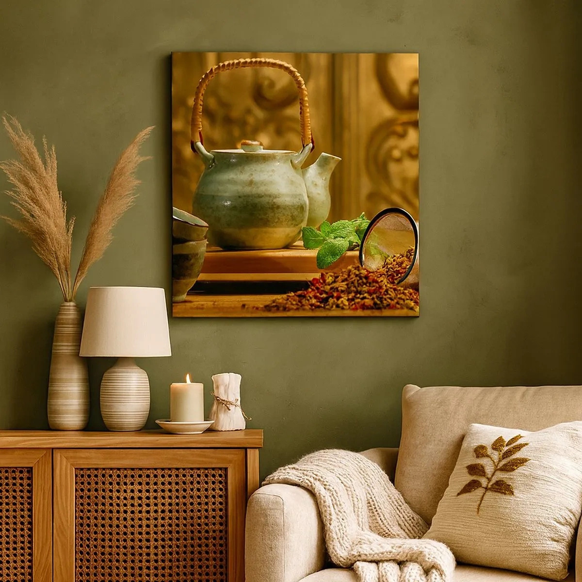 Schilderen op canvas - Verhandeling over het drinken van thee - 30x30 cm