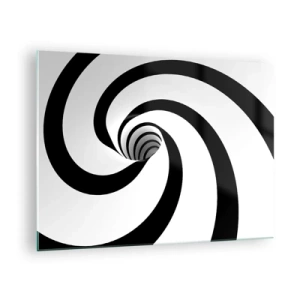 Schilderen op glas - Hypnotiserend spiraalpatroon in zwart-wit - 70x50cm - Toegeven aan de draaikolk? - Moderne wanddecoratie voor woonkamer en slaapkamer ARTTOR