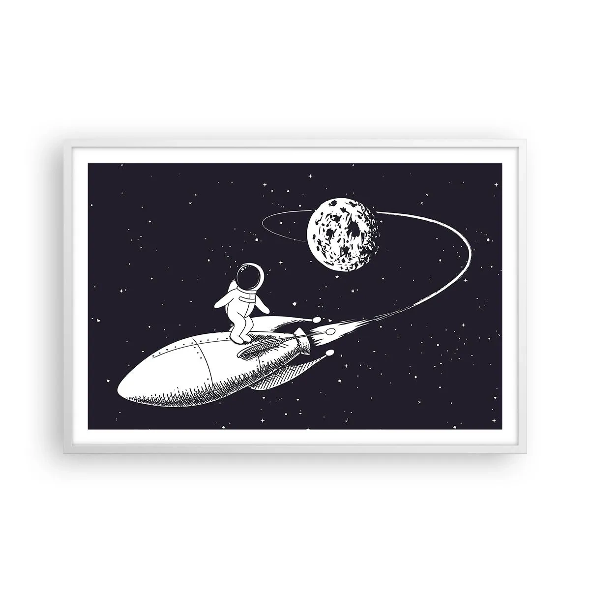 Poster in een witte lijst - Spacesurfer - 91x61 cm
