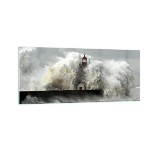Schilderen op glas - De woede van de oceaan - 100x40 cm