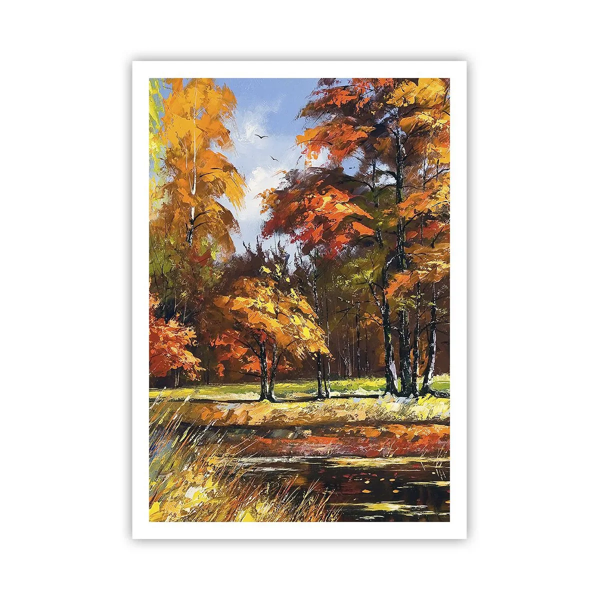 Poster - Landschap in goud en brons - 70x100 cm