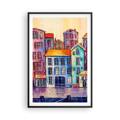 Poster in een zwarte lijst - Een stad als uit een sprookje - 61x91 cm