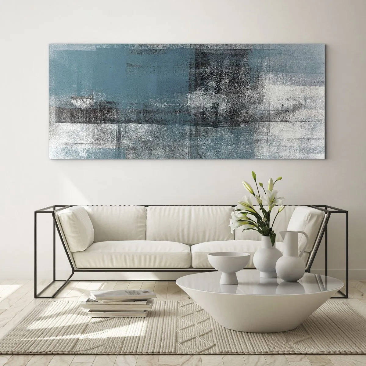 Schilderen op glas - Water en lucht - 90x30 cm