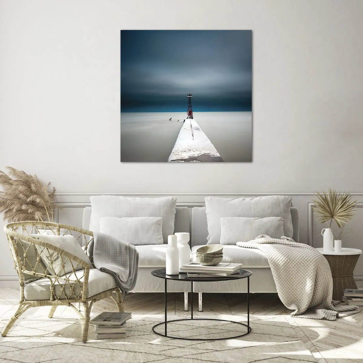 Schilderen op glas - Om de uitgestrektheid te ontmoeten - 70x70 cm