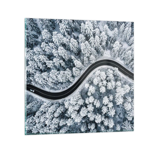 Schilderen op glas - Door het winterbos - 30x30 cm