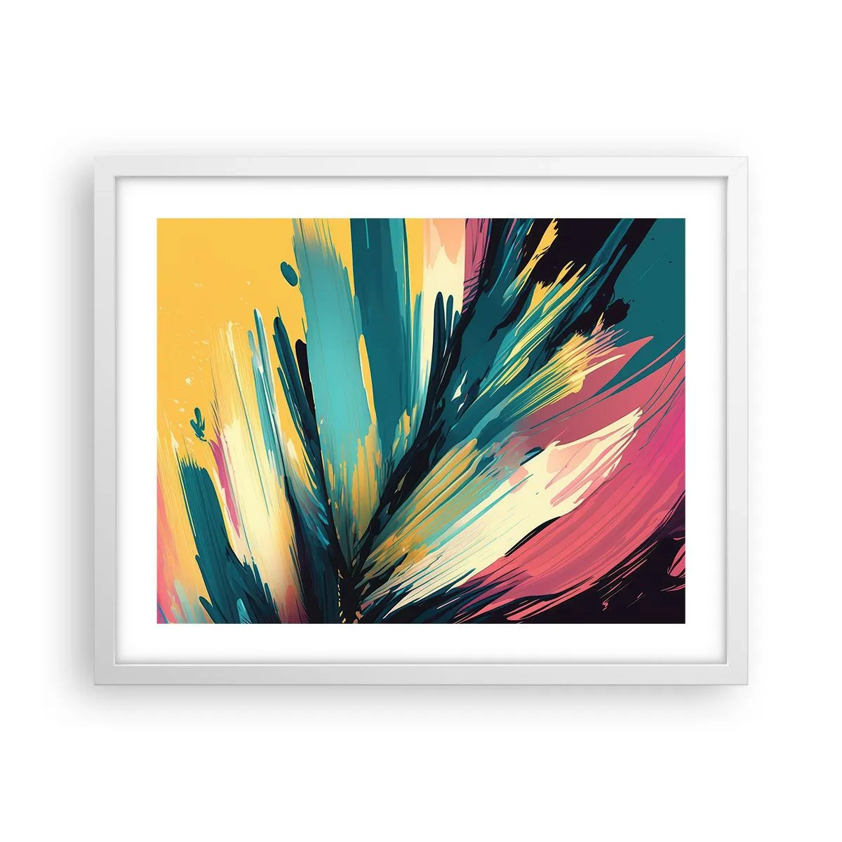 Poster in een witte lijst - Compositie – een explosie van vreugde - 50x40 cm