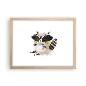 Een poster in een licht eiken lijst - Mijn vriend de wasbeer - 40x30 cm