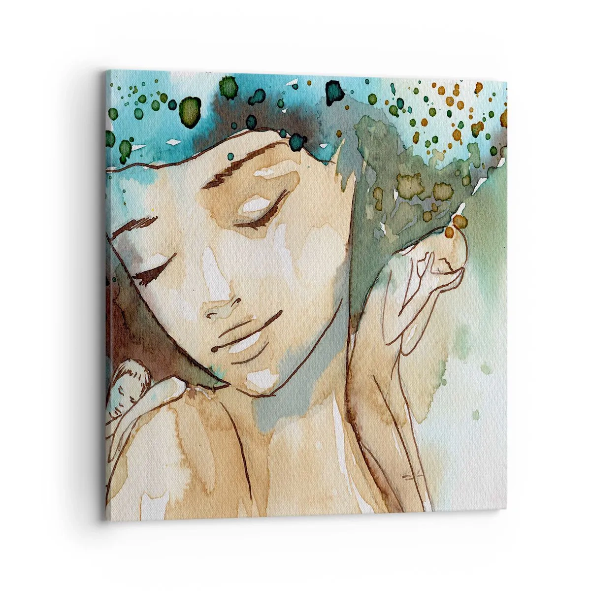 Schilderen op canvas - Dame in het blauw - 70x70 cm