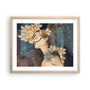 Een poster in een licht eiken lijst - Een sprookje over een prinses met lelies - 50x40 cm