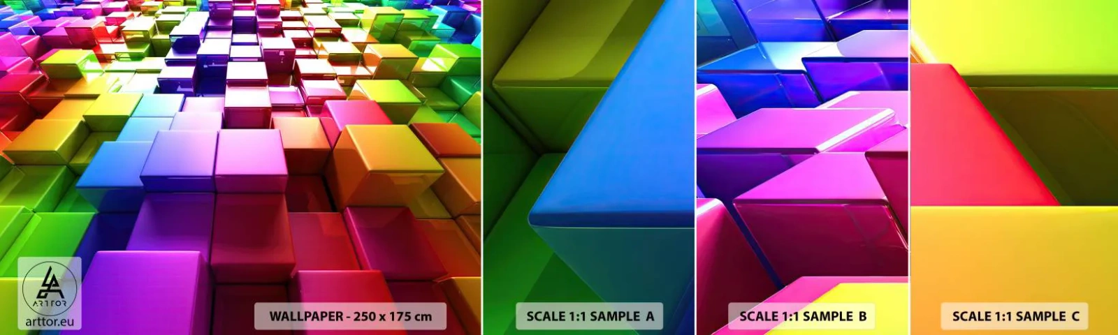 Fotobehang Staaltje Standard Eco - Op-art samen in een team - Abstractie, Grafisch, 3D - 100x30 cm