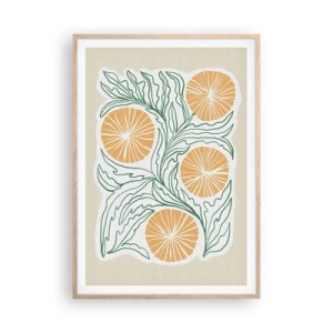 Een poster in een licht eiken lijst - Etnisch met een vleugje abstractie - 70x100 cm