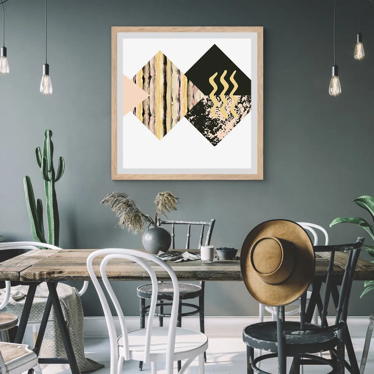 Een poster in een licht eiken lijst - Er is niet zo eenvoudig - 30x30 cm