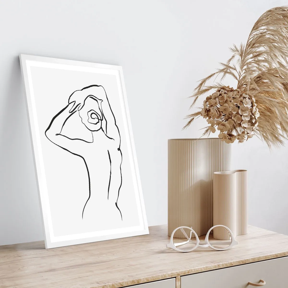 Poster in een witte lijst - Naakt in de ochtend - 50x70 cm