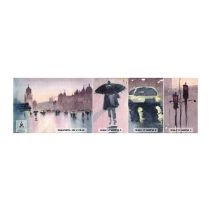Fotobehang Monster Zelfklevend Deluxe Sticker - In de regenachtige nevel - Stad, Architectuur, Monumenten - 100x30 cm
