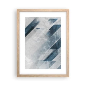 Een poster in een licht eiken lijst - Ruimtelijke compositie - grijze beweging - 30x40 cm