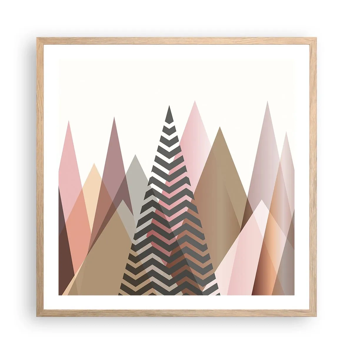 Een poster in een licht eiken lijst - Piramidaal uitzicht - 60x60 cm