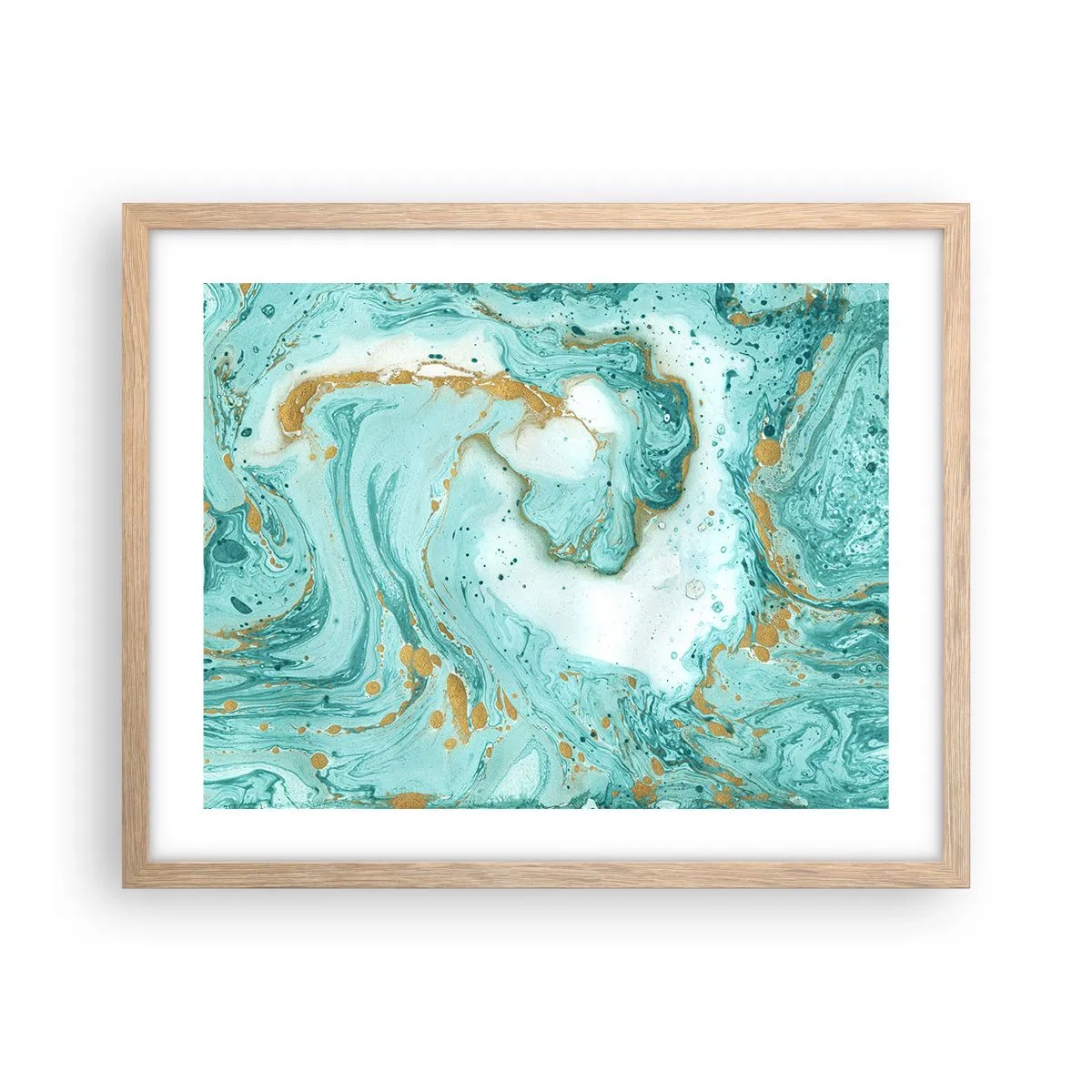 Een poster in een licht eiken lijst - Onder de grote golf van het Edo-tijdperk - 50x40 cm